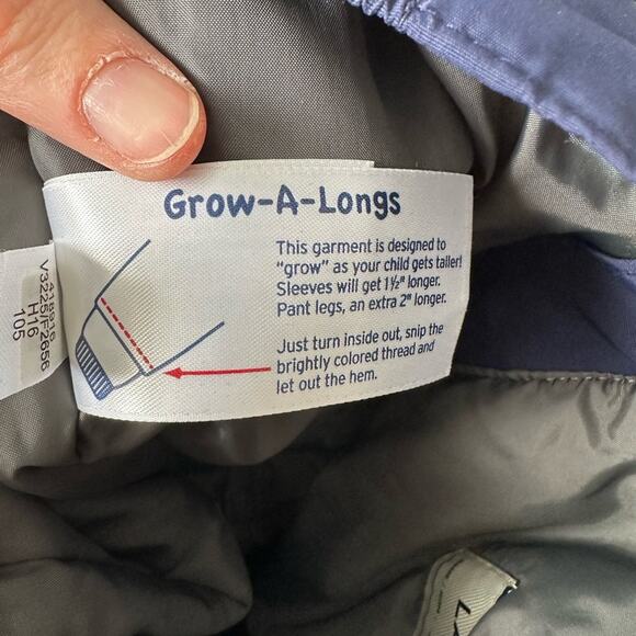 Lands' End Kids Waterproof Insulated Iron Knee Snow Pants Blue Size 8 Grow Along - Picture 9 of 10